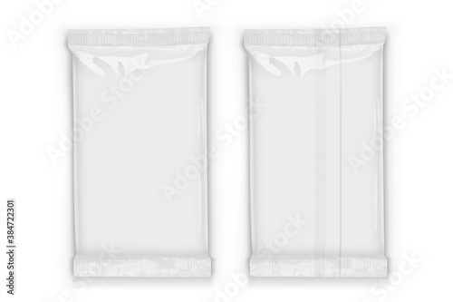 paper white flow packaging with transparent shadows isolated on white background mock up 