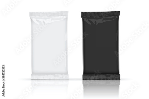 paper white and black flow packaging with transparent shadows isolated on white background mock up vector