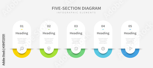 Five section diagram infographics