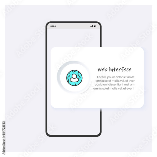 Web interface line icon or button. Mobile app template design. Connection point. Network address. Modern web page vector illustration concept for mobile app development