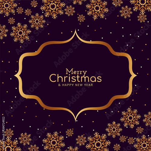Merry Christmas golden snowflakes background