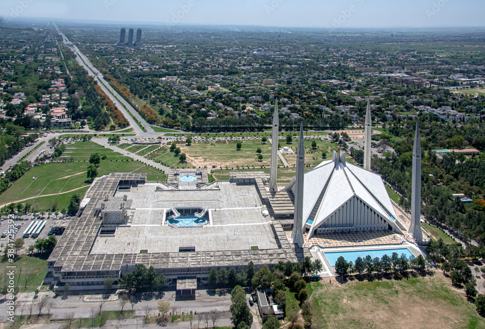 an aerial cityscapes and landscape photography of Islamabad city , a 