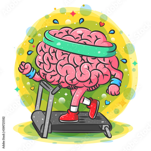 The brain illustration runs on the treadmill