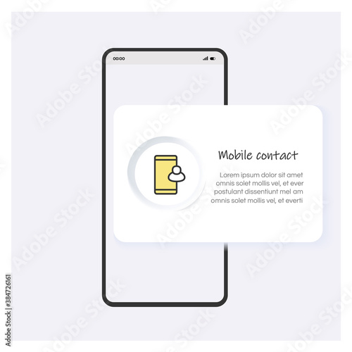 Mobile contact line icon or button. Mobile app template design. Contact data for communication. Phone book. Modern web page vector illustration concept for mobile app development