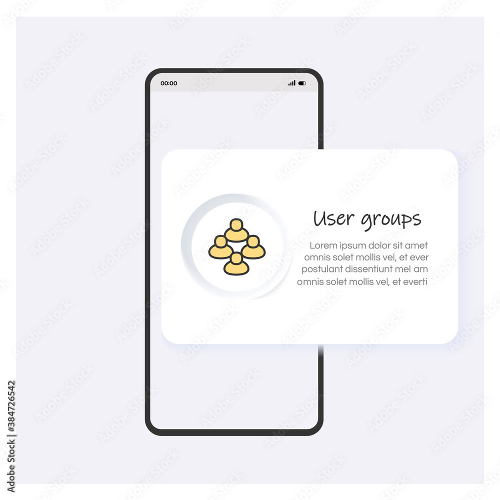 Users group line icon or button. Mobile app template design. Community, corporate, team. Share sign. Modern web page vector illustration concept for mobile app development Users group line icon or button. Mobile app template design. Community, corporate, team. Share sign. Modern web page vector illustration concept for mobile app development