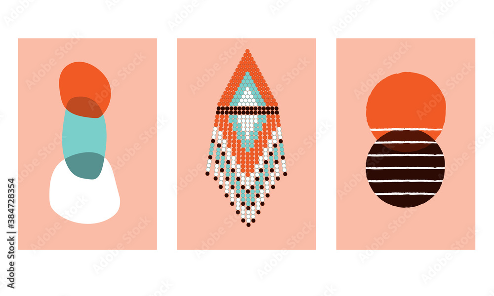 Set of minimalistic boho style vector illustrations Set of minimalistic boho style vector illustrations