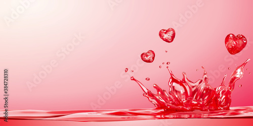 Pink water splashing background