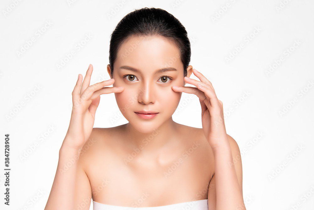 Beautiful young asian woman with clean fresh skin on white background, Face care, Facial treatment, Cosmetology, beauty and spa, Asian women portrait Beautiful young asian woman with clean fresh skin on white background, Face care, Facial treatment, Cosmetology, beauty and spa, Asian women portrait