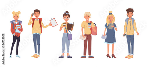 Group of people reading books. Multicultural people study together. Girls and boys holding books and gadgets, notebook book. Education and knowledge concept with characters vector