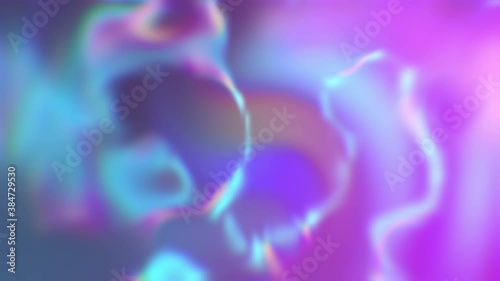 Abstract and smooth defocused foil background. Blur effect. Holographic gradient rainbow animation. Trendy vibrant texture in neon colors. Multicolored flowing liquid waves. 4K motion design animation