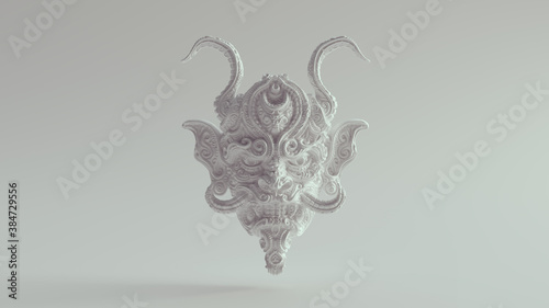 Foto White Hannya Sino-Japanese Mask Jealous Female Demon 3d illustration