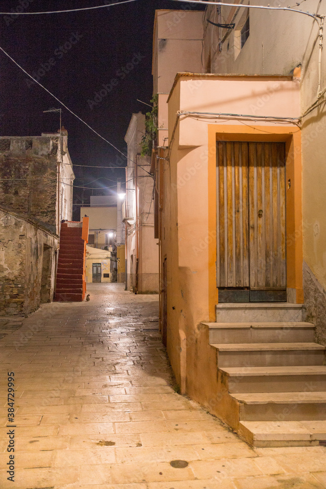 South Italy, Basilicata, the picturesque old town of Montalbano Jonico in the night