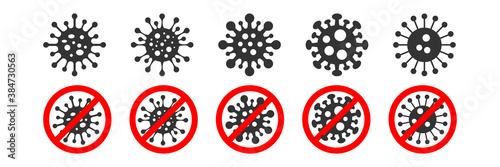 coronavirus vector icon. corona virus sign. pandemic bacteria symbol. cell silhouette isolated line on white background