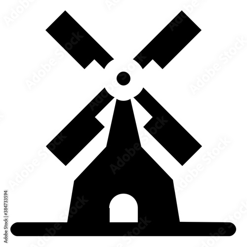 
Windmill icon with eolic wind turbine to generate clean energy
