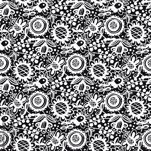 Naive folk style flowers se...