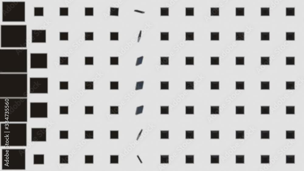 Black and white block grid video transition effect. spinning then growing blocks video background