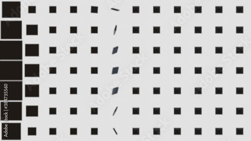Black and white block grid video transition effect. spinning then growing blocks video background