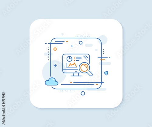 Seo statistics line icon. Abstract square vector button. Search engine sign. Analytics chart symbol. Seo analytics line icon. Quality concept badge. Vector