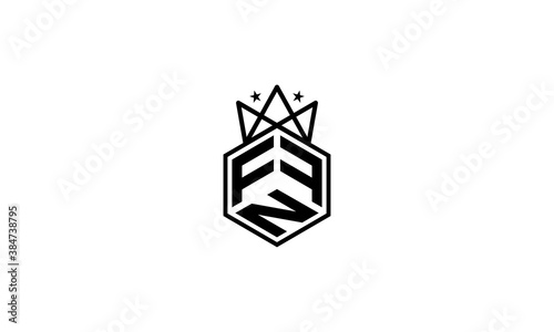 Creative Vector Illustration Logo Design. Initial Box Letter FFN with King Crown Star