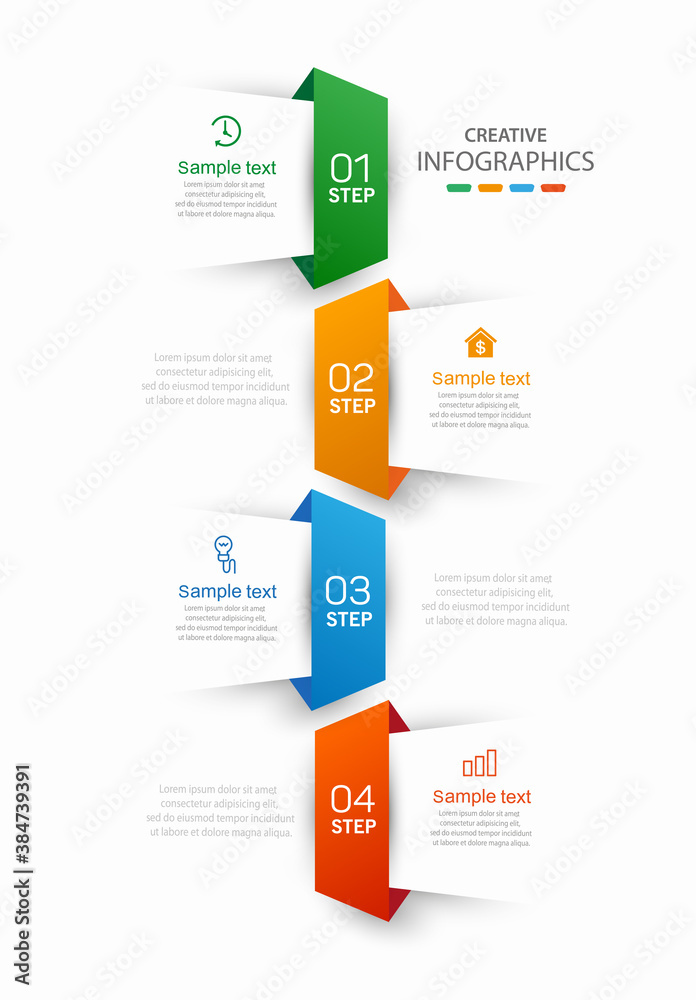 Infographic design template with 4 steps. Can be used for workflow layout, diagram, banner, web design Infographic design template with 4 steps. Can be used for workflow layout, diagram, banner, web design