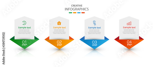 Infographic design template with 4 steps. Can be used for workflow layout, diagram, banner, web design