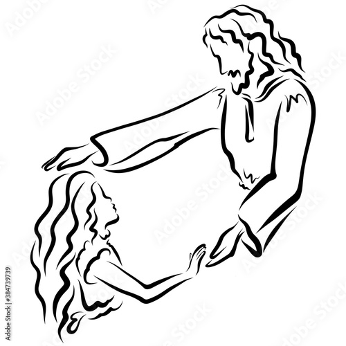 Obraz na płótnie The Lord Jesus Blesses or Heals a Girl