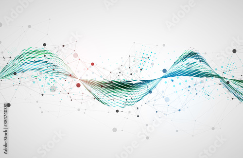 Template for science and technology presentation. Plexus style background.