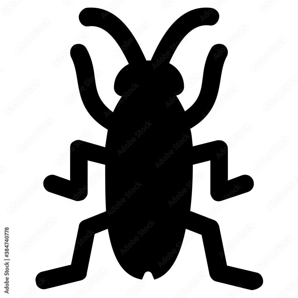 
Icon of insect having six long legs and two antenna depicting cockroach

