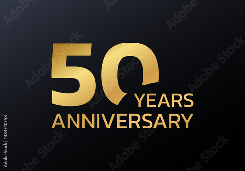 50th anniversary logo. 50 years celebrating icon or golden badge. Vector illustration.