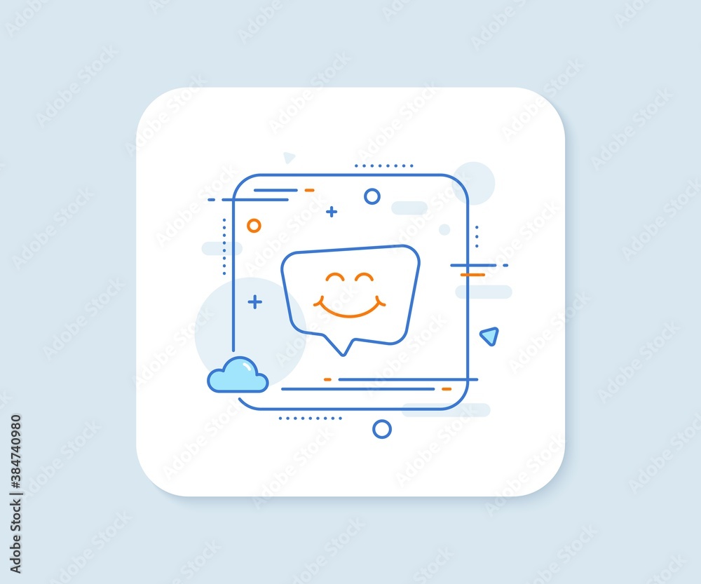 Smile chat line icon. Abstract square vector button. Happy emoticon sign. Speech bubble symbol. Smile chat line icon. Quality concept badge. Vector Smile chat line icon. Abstract square vector button. Happy emoticon sign. Speech bubble symbol. Smile chat line icon. Quality concept badge. Vector