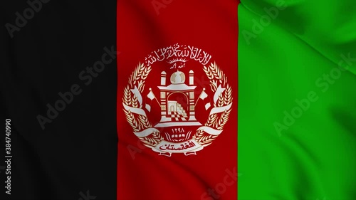 Waving flag. National flag of Afghanistan. Realistic 3D animation abstract illustration