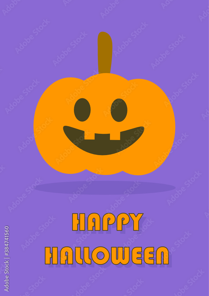 Happy Halloween Pumpkin illustration isolated on purple background. Flat style. Happy Halloween Pumpkin illustration isolated on purple background. Flat style.