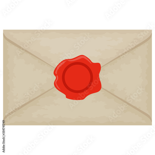 
An envelope with red gum depicting threat letter 
