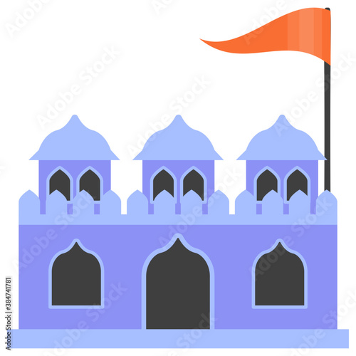 
A medieval castle with flag 
