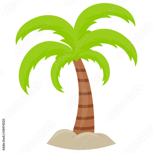 
A tropical area with palm tree is depicting island 
