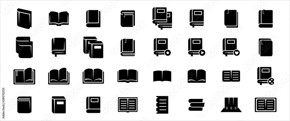 Simple Set of book, literature and reading Related Vector icon graphic design template. Contains such Icons as open book, book shelf, closed book and more Simple Set of book, literature and reading Related Vector icon graphic design template. Contains such Icons as open book, book shelf, closed book and more