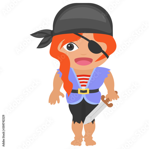 
A pirate in a costume of blackbeard 
