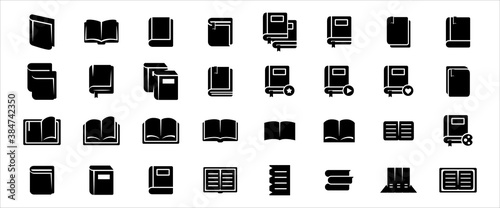 Simple Set of book, literature and reading Related Vector icon graphic design template. Contains such Icons as open book, book shelf, closed book and more