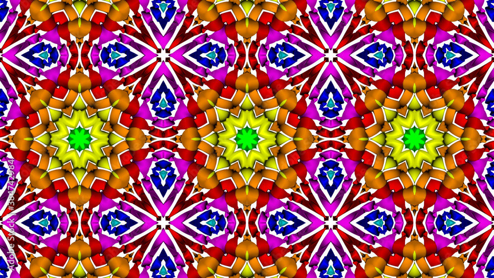 abstract background. multicolored kaleidoscope patterns. 3d render illustration