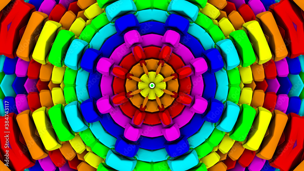 Fototapeta premium abstract background. multicolored kaleidoscope patterns. 3d render illustration