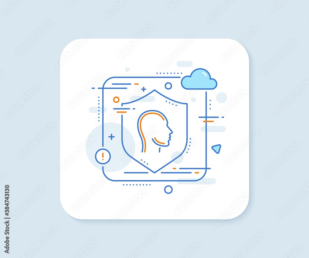Head line icon. Abstract vector button. Human profile sign. Facial identification symbol. Head line icon. Protect shield concept. Vector Head line icon. Abstract vector button. Human profile sign. Facial identification symbol. Head line icon. Protect shield concept. Vector