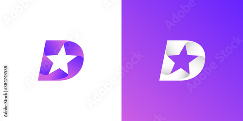 D star logo design . letter D with star concept logo design