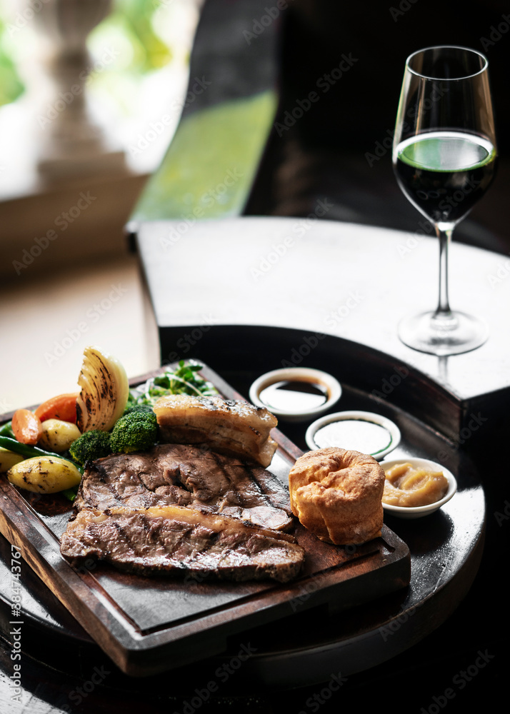 sunday roast beef traditional british meal set on table sunday roast beef traditional british meal set on table