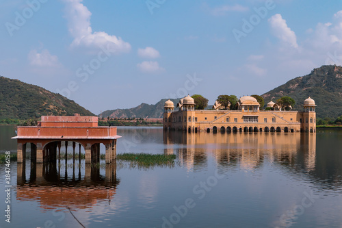 Jaipur, Rajasthan, India- September 27, 2020: Jalmahal is a famous historical palace situated between the Mansagar lake of Jaipur, the capital of Rajasthan.  photo