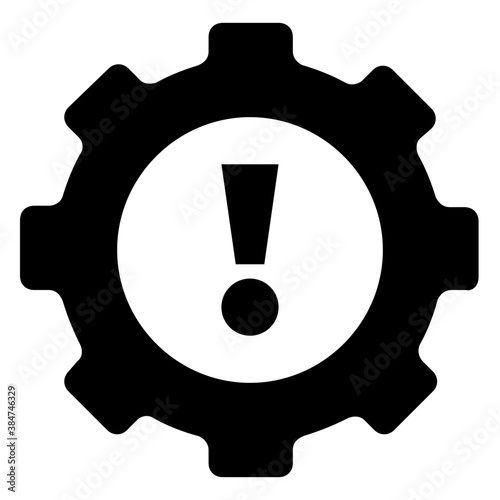 
Exclamation mark inside cogwheel denoting icon for gearbox warning
