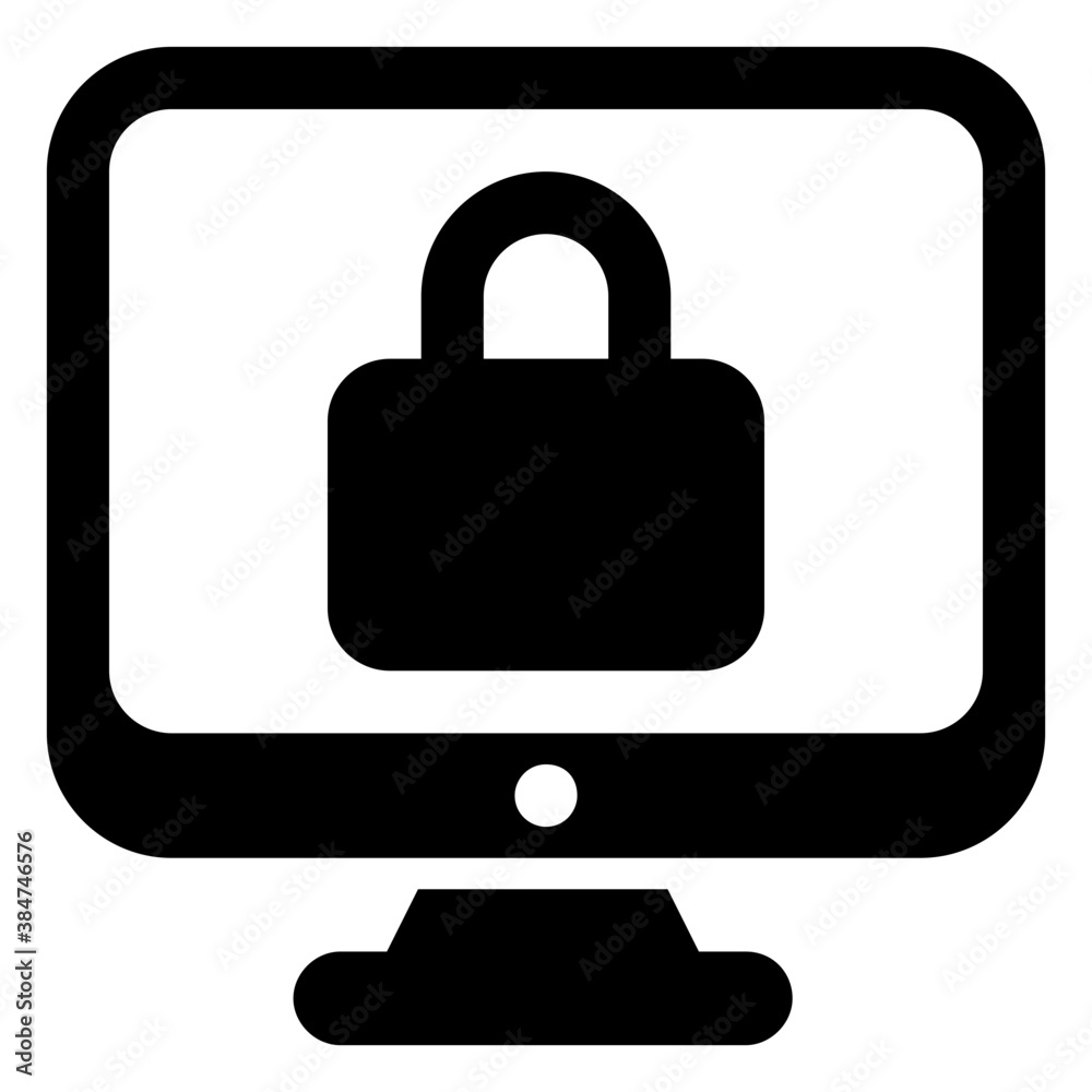 A glyph ico design of monitor with lock is authentication
A glyph ico design of monitor with lock is authentication