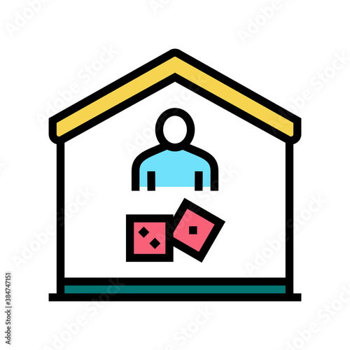 play game at home color icon vector. play game at home sign. isolated symbol illustration
