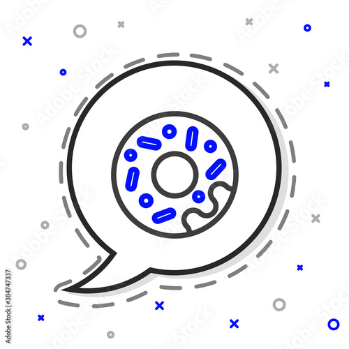 Line Donut with sweet glaze icon isolated on white background. Colorful outline concept. Vector.
