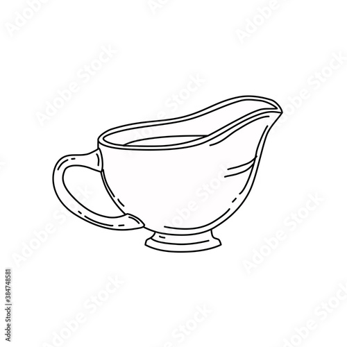 Vector illustration of a gravy boat with cream. Icon. Isolated background.