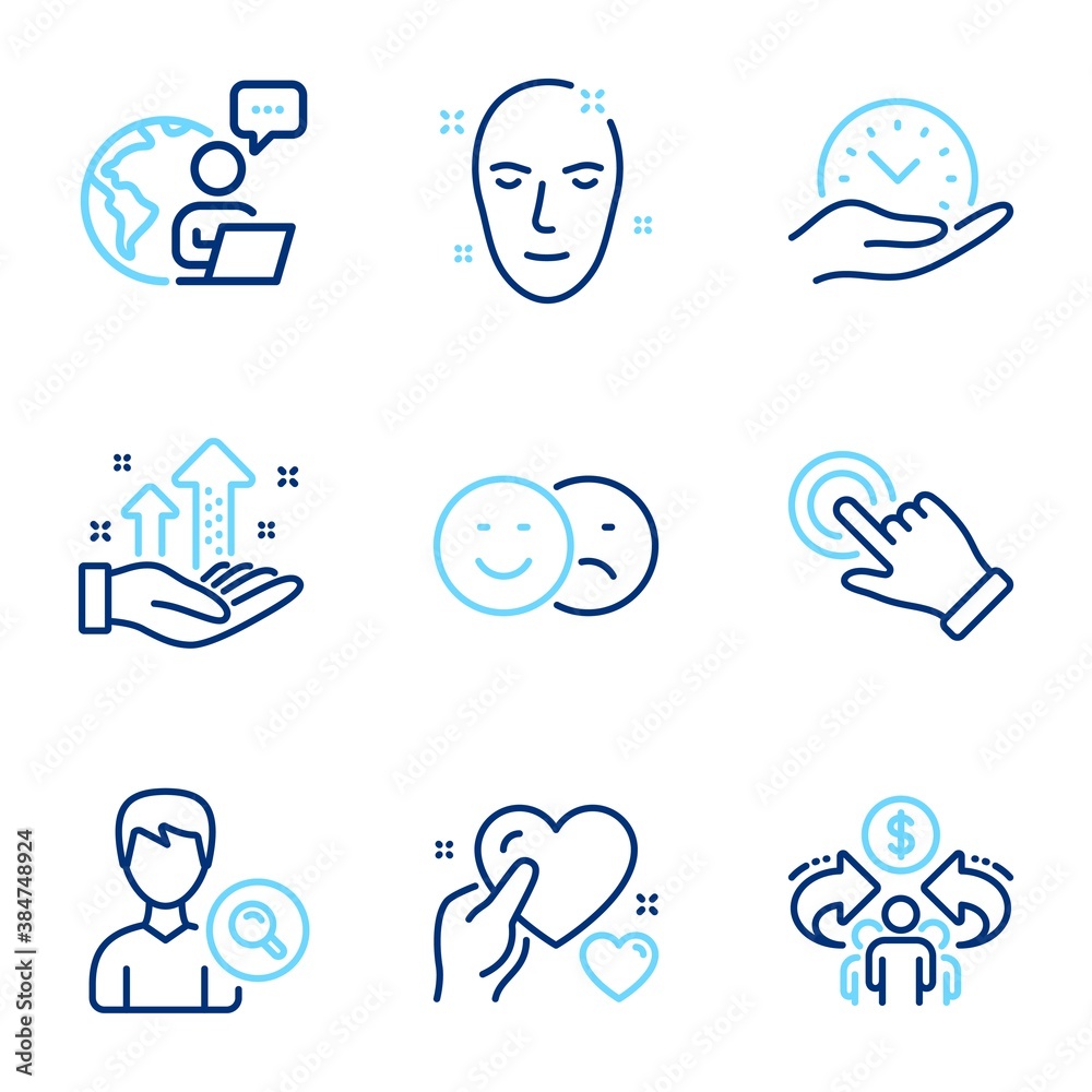 People icons set. Included icon as Search people, Health skin, Analysis graph signs. Hold heart, Safe time, Sharing economy symbols. Like, Touchscreen gesture line icons. Line icons set. Vector People icons set. Included icon as Search people, Health skin, Analysis graph signs. Hold heart, Safe time, Sharing economy symbols. Like, Touchscreen gesture line icons. Line icons set. Vector